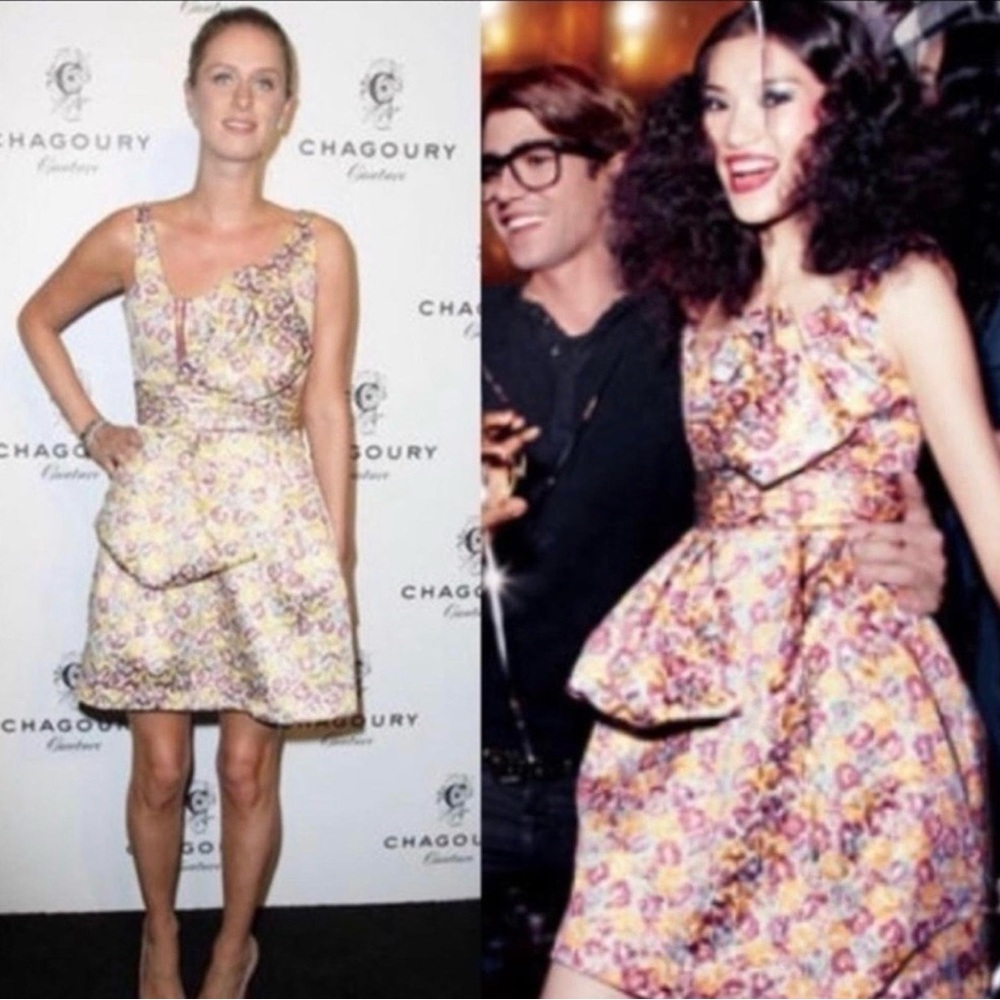 NWT! Zac Posen gold brocade dress with bow 4 - Picture 4 of 11